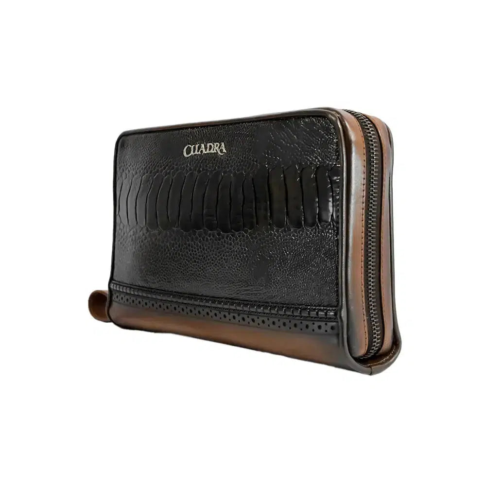 BOC00PA Genuine Ostrich Leg & Cowhide Leather Crossbody Bag - Stylish Black Handbag for Women | Perfect for Work, Travel, and Evening Events