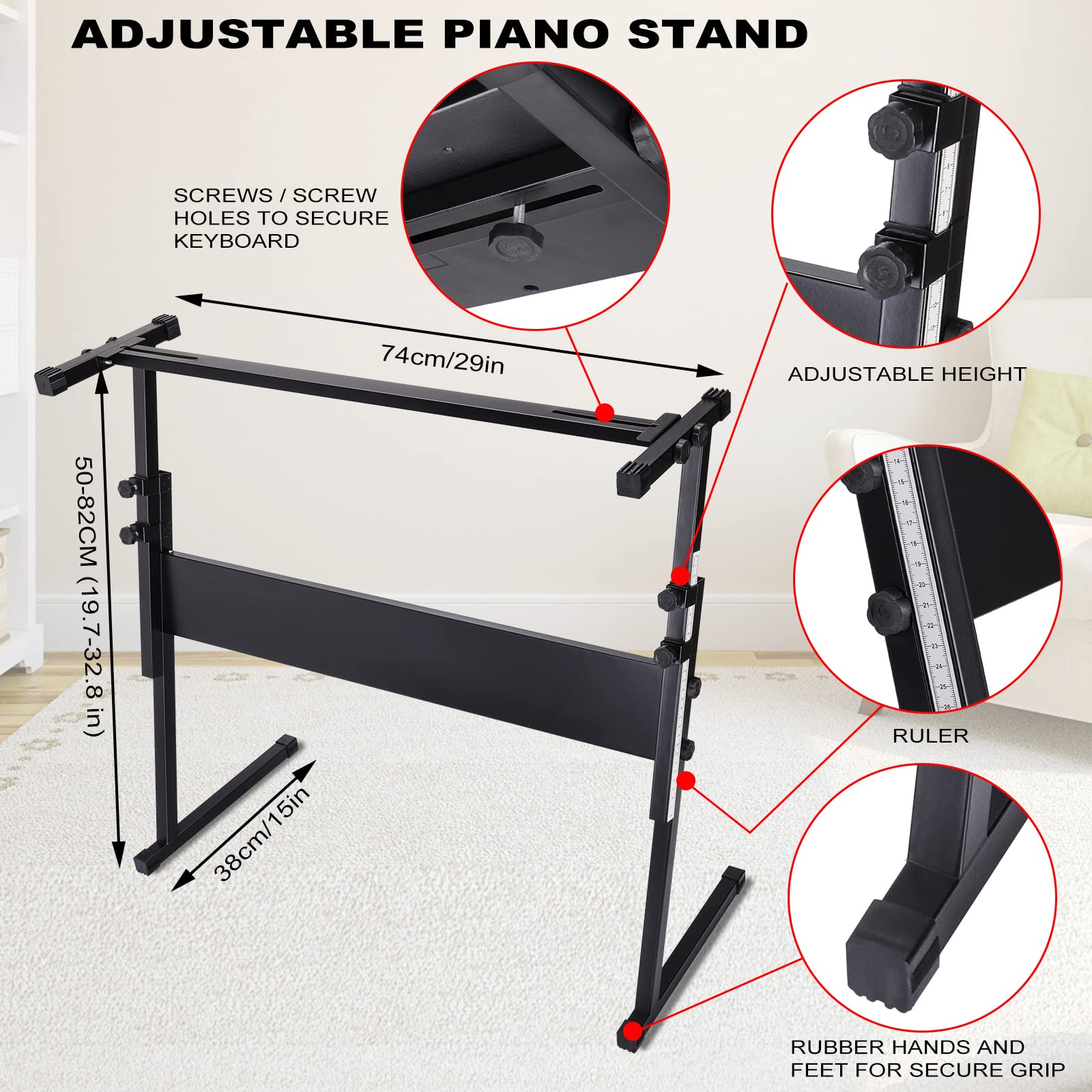 61-Key Electric Keyboard Piano for Beginners - Portable Digital Piano with Stand, Built-in Speakers, Microphone & Headphone Jack - Perfect for Home Practice, Music Lessons & Performances (Black)