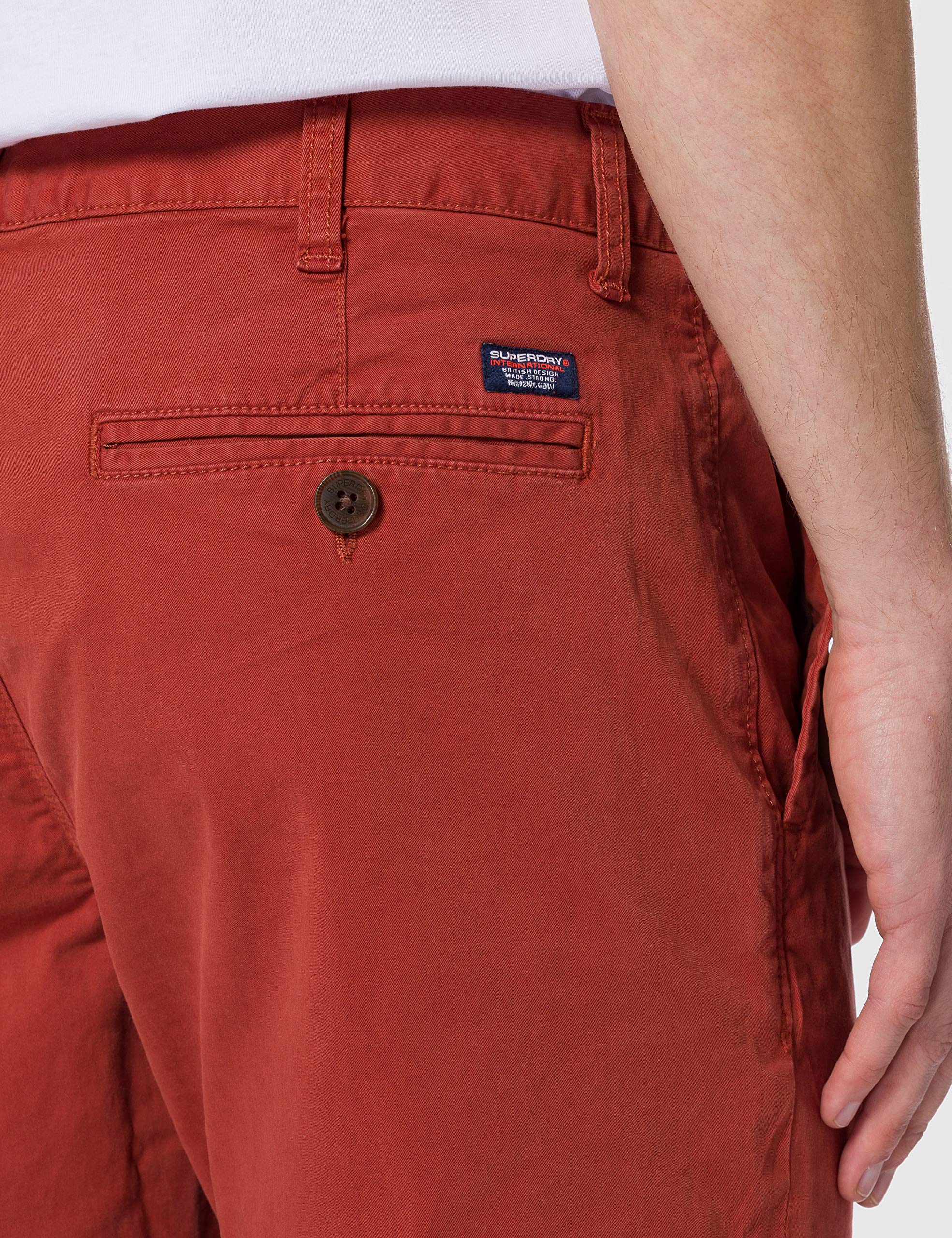 Superdry Men's International Chino Shorts - Tapered Fit with Thigh Room - Burnt Orange Size 34 | Casual Summer Wear, Beach Outings & Outdoor Activities
