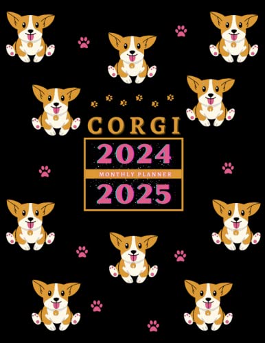 2024-2025 Corgi Monthly Planner - 24-Month Calendar with Password Log, Contacts & Notes Pages | Two-Year Organization & Planning | Perfect for Work, School & Personal Goal Tracking