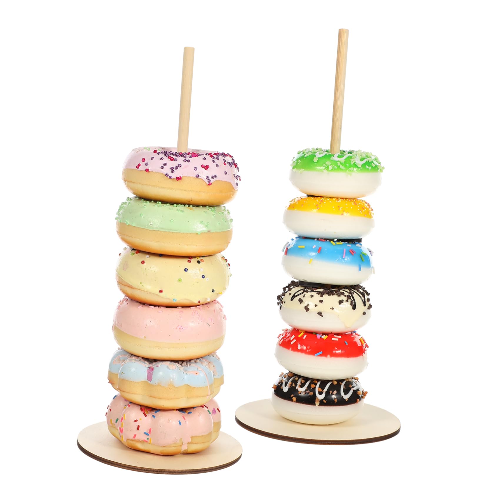 Amosfun Wooden Donut Stand - 3-Piece Bagel and Doughnut Display Rack for Desserts, Sweet Carts, Weddings & Birthday Parties | Perfect for Bakery Shop, Cafe Display, and Home Kitchen Decor