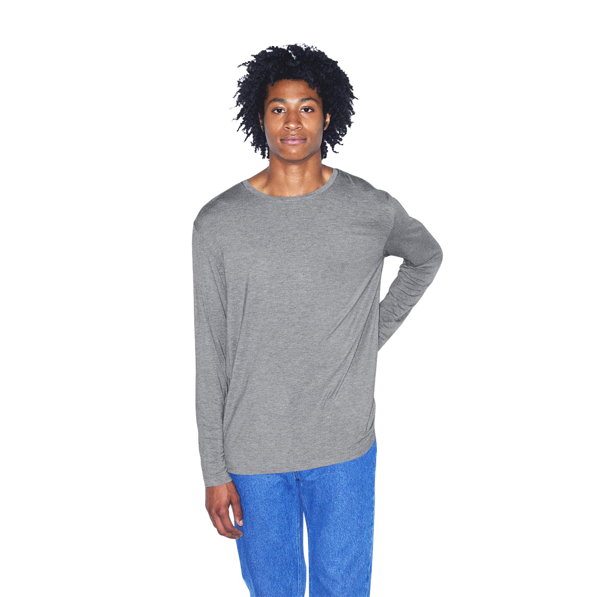 American Apparel Men's Mix Modal Long Sleeve Crewneck T-Shirt - Soft Breathable Casual Shirt for Everyday Wear, Work & Travel
