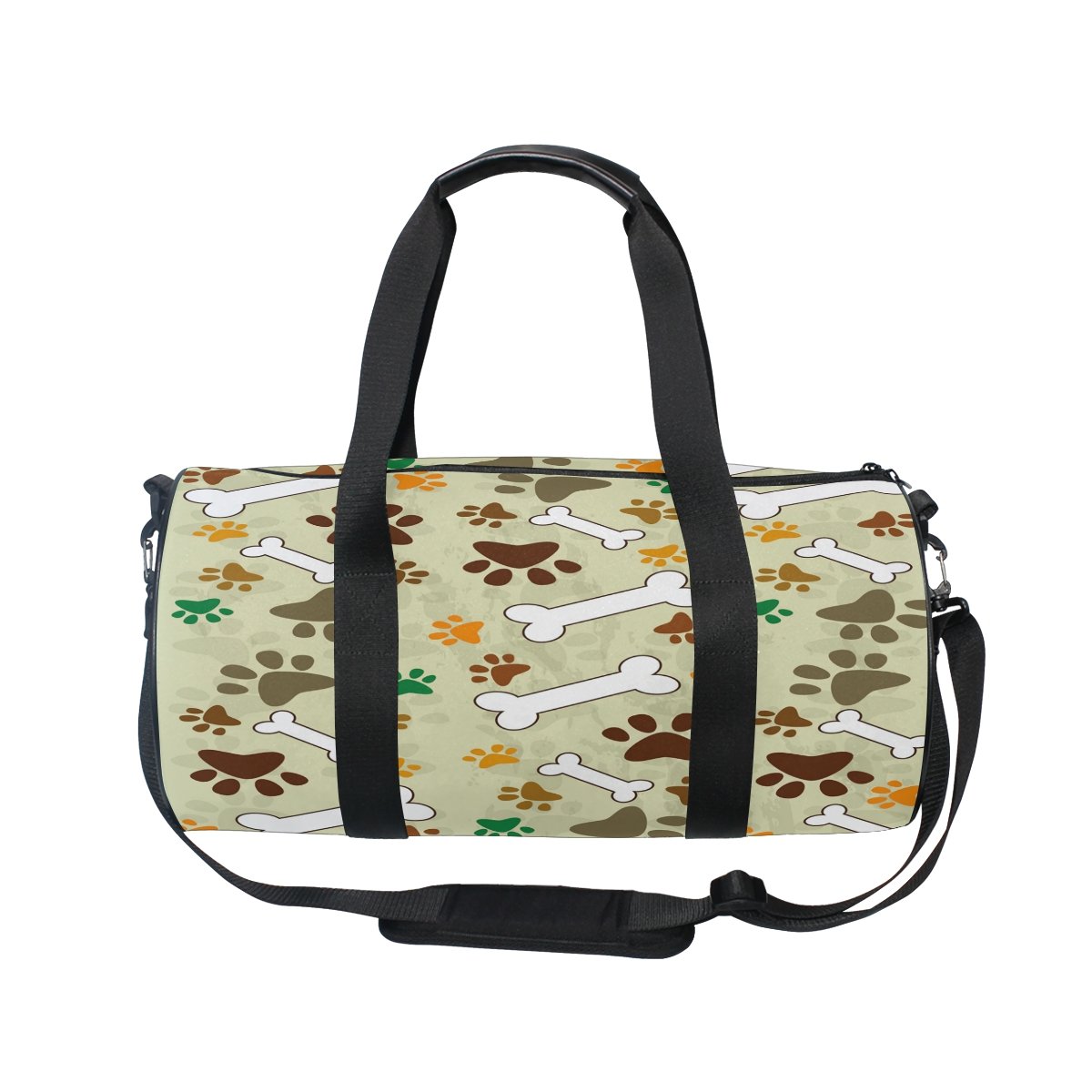 Cartoon Dog Paw Print with Bone Travel Duffel Bag - Waterproof Gym Sports Luggage for Men & Women - Perfect for Travel, Gym, Workout, and Outdoor Adventures