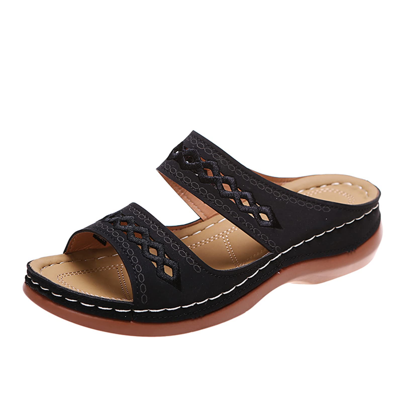 Lausiuoe Women's Summer Sandals - Casual Boho Flat Sandals with Open Toe for Beach, Vacation & Everyday Wear | Stylish Flip Flops for Outfits