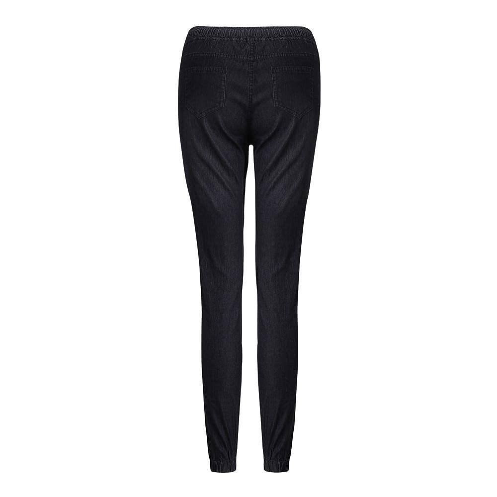 Stylish Stretch Denim Jeans for Women - Loose Fit Cropped Ankle Jeans with Elastic Waist & Drawstring - Plus Size & Tall Options - Perfect for Casual Wear, Autumn Outfits & Everyday Comfort