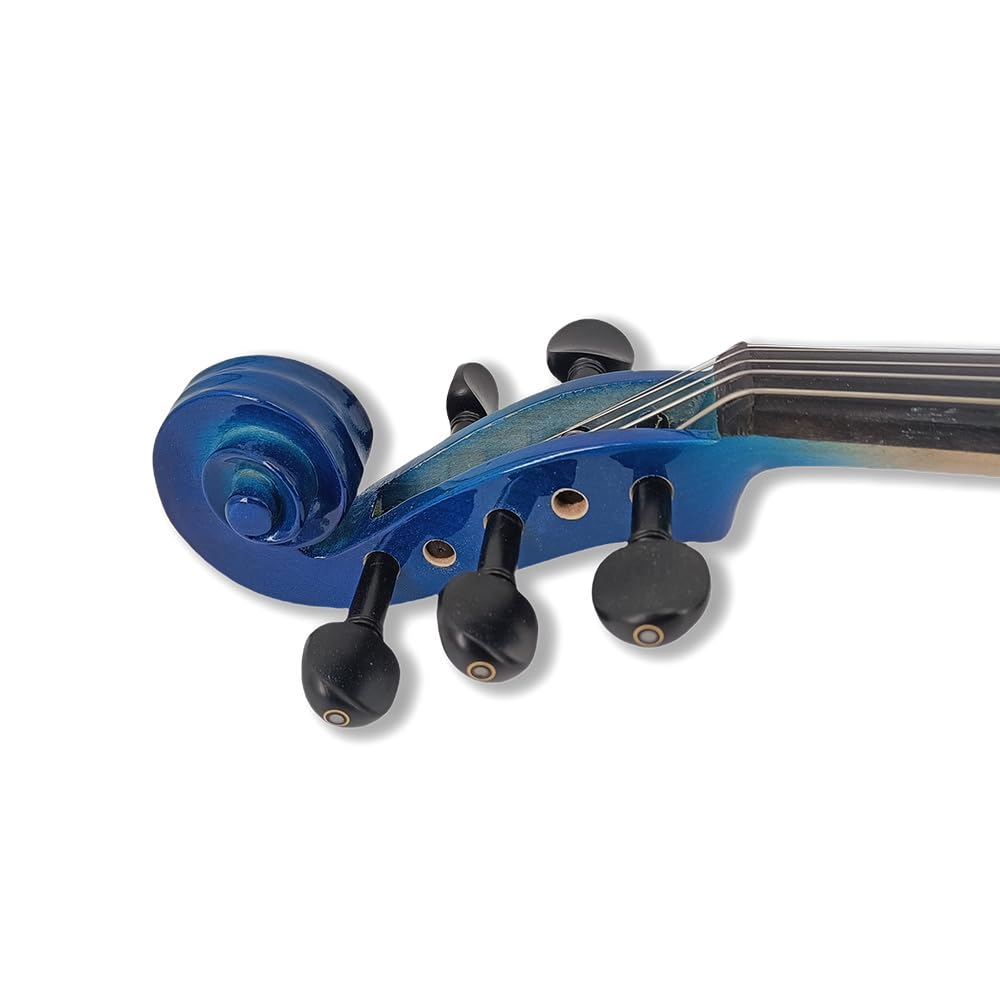 5 Strings Electric Viola 16 Inch Full Size - Solid Wood Ebony Fretboard with Viola Case & Bow (Blue) | Professional Electric Violin for Live Performances, Studio Recording & Music Practice