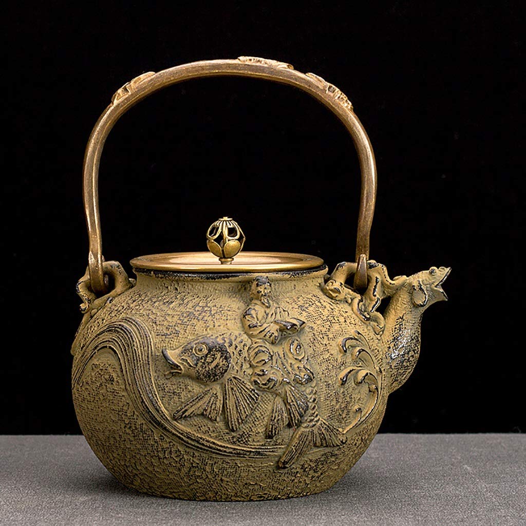 Premium Japanese Cast Iron Teapot (Tetsubin) 1.2L - Handcrafted Retro Tea Kettle for Perfect Heat Retention - Ideal for Loose Leaf Tea, Matcha & Home Tea Ceremonies (Color: A)