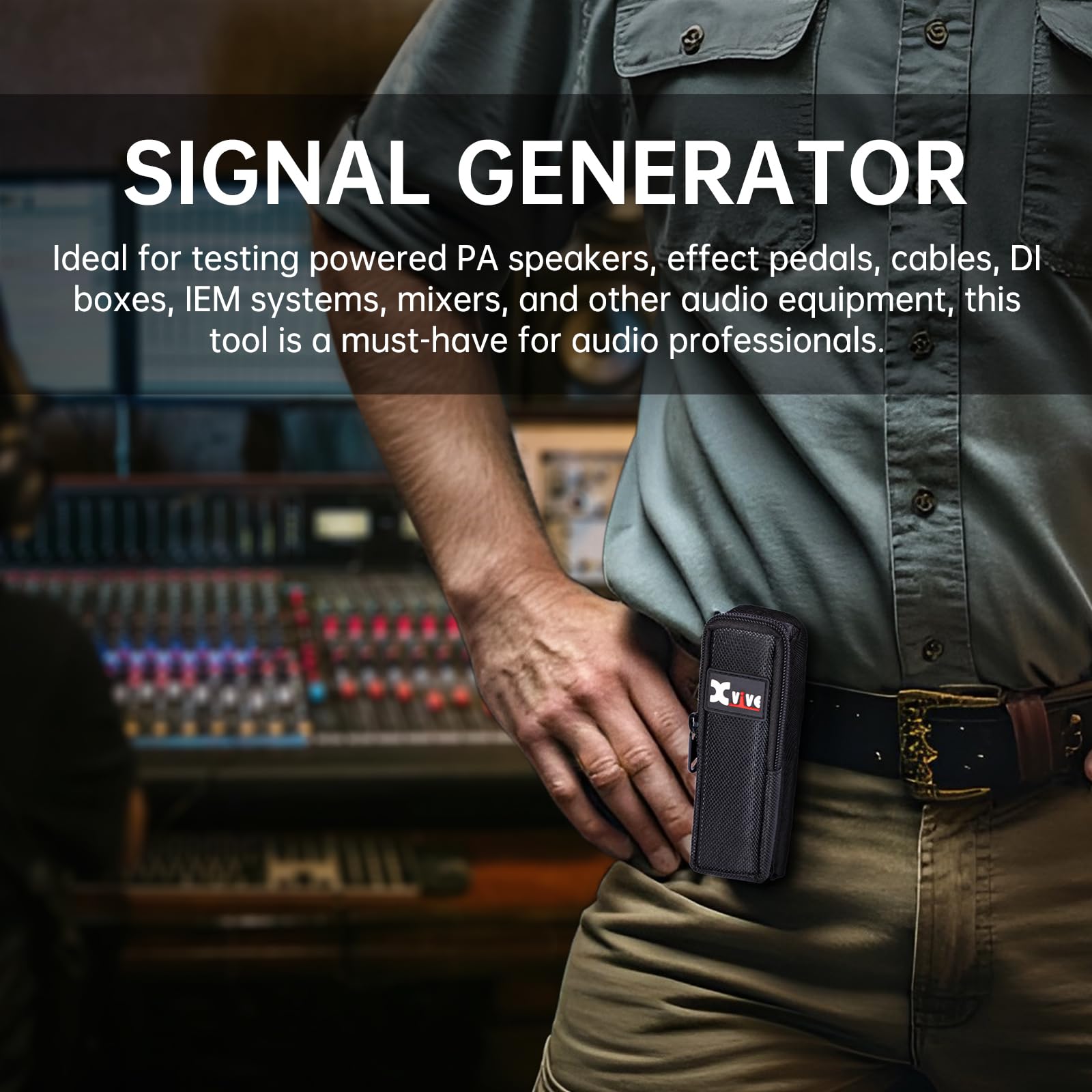 Xvive AT-1 Portable Audio Tester - Signal Generator, XLR Cable Tester, Phantom Power Checker with Input Level Meter & Headphone Monitor | Professional Audio Tool for XLR Cables, PA Systems, IEM, Mixers & DI Boxes | Perfect for Live Sound, Studio Recording & Equipment Testing