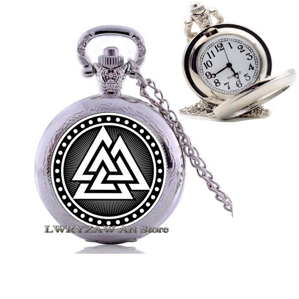 Valknut Pocket Watch Necklace - Norse Amulet for Men - Stylish & Simple - Perfect for Gifts & Viking Lovers