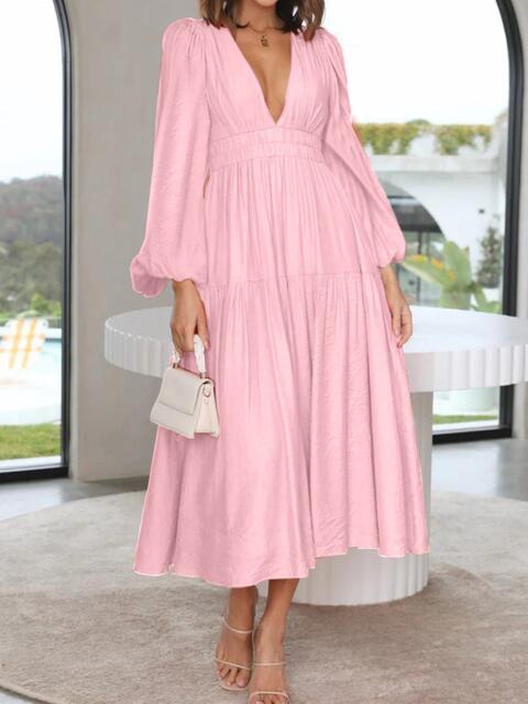 Boho Balloon Sleeve Maxi Dress for Women - Flowy Summer Beach Vacation Dress with Pockets | Perfect for Tropical Getaways, Pool Parties & Date Nights