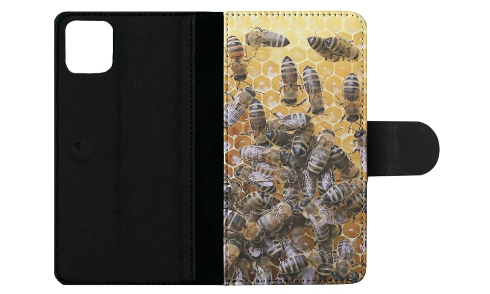 Honeycomb Swarm Bees Design Flip Wallet Phone Case for Apple iPhone 11 Pro Max - Colorful Protective Cover with Card Slots | Perfect for Daily Use, Travel & Hands-Free Convenience