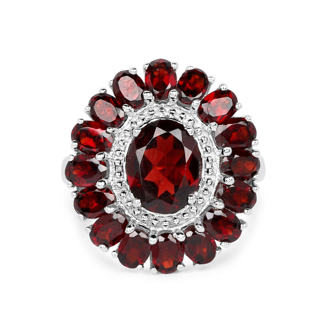 Natural Garnet Flower Ring for Women - Elegant Bohemian Style Handmade Jewelry - Perfect for Weddings, Parties & Everyday Wear