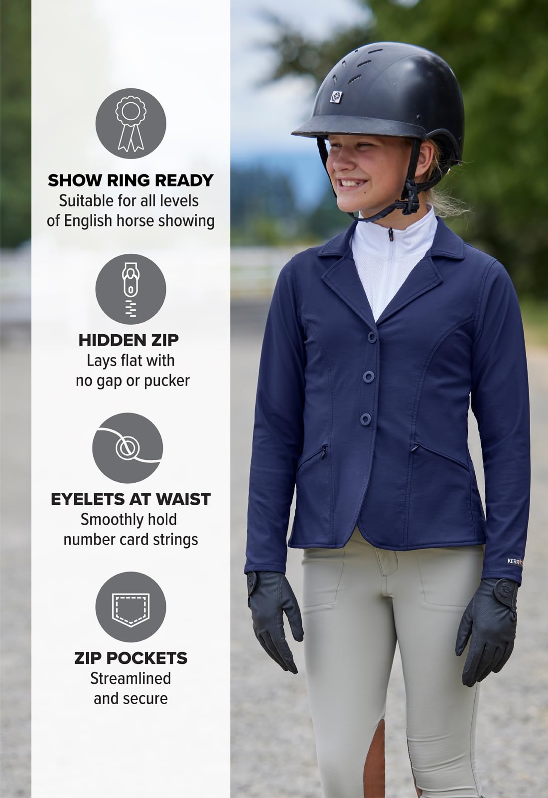 Kerrits Kids Equestrian Stretch Competitor Coat - Lightweight Machine Washable English Horse Show Jacket for Girls & Boys | Perfect for Riding Lessons, Competitions & Outdoor Equestrian Events