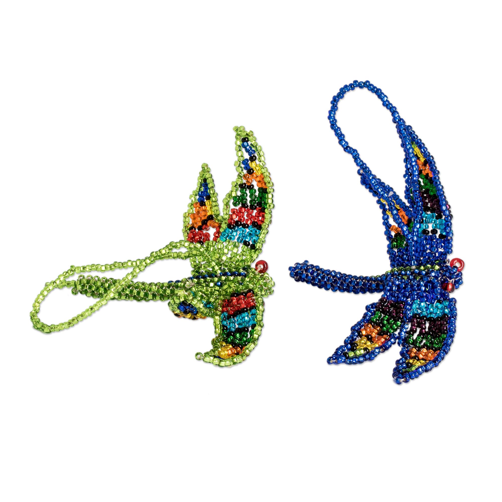 Novica Handmade Free Flight Glass Beaded Ornaments (Pair) - Elegant Bohemian Christmas Tree Decorations for Holiday Home Decor & Gift Giving