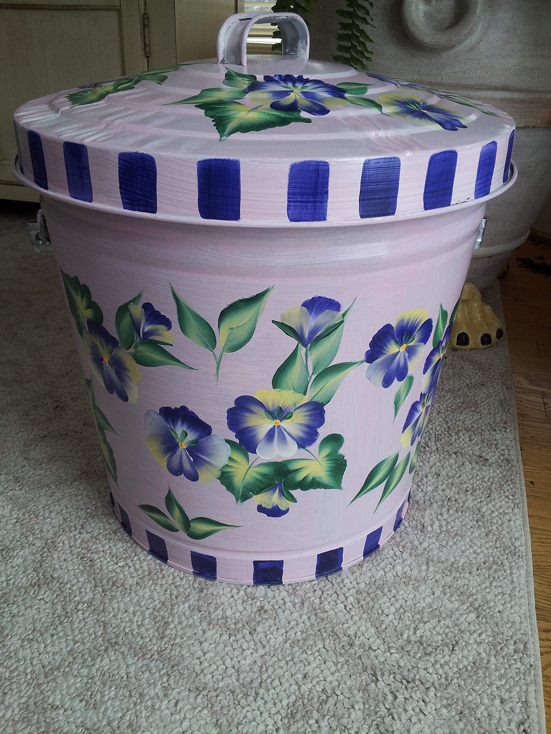 10 Gallon Hand-Painted Decorative Trash Can - Elegant Waste Bin for Kitchen, Bathroom & Office - Eco-Friendly Garbage Can with Artistic Designs