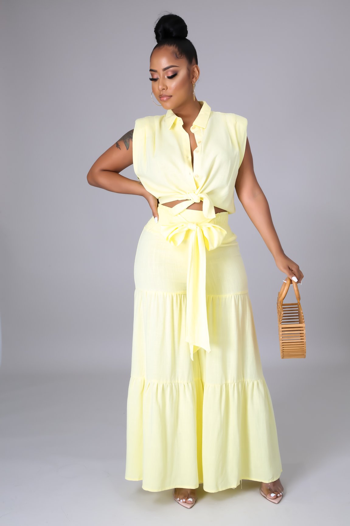 Stylish Yellow 2-Piece Pant Set for Women - Comfortable Lounge & Casual Outfit - Perfect for Beach, Travel, and Relaxation