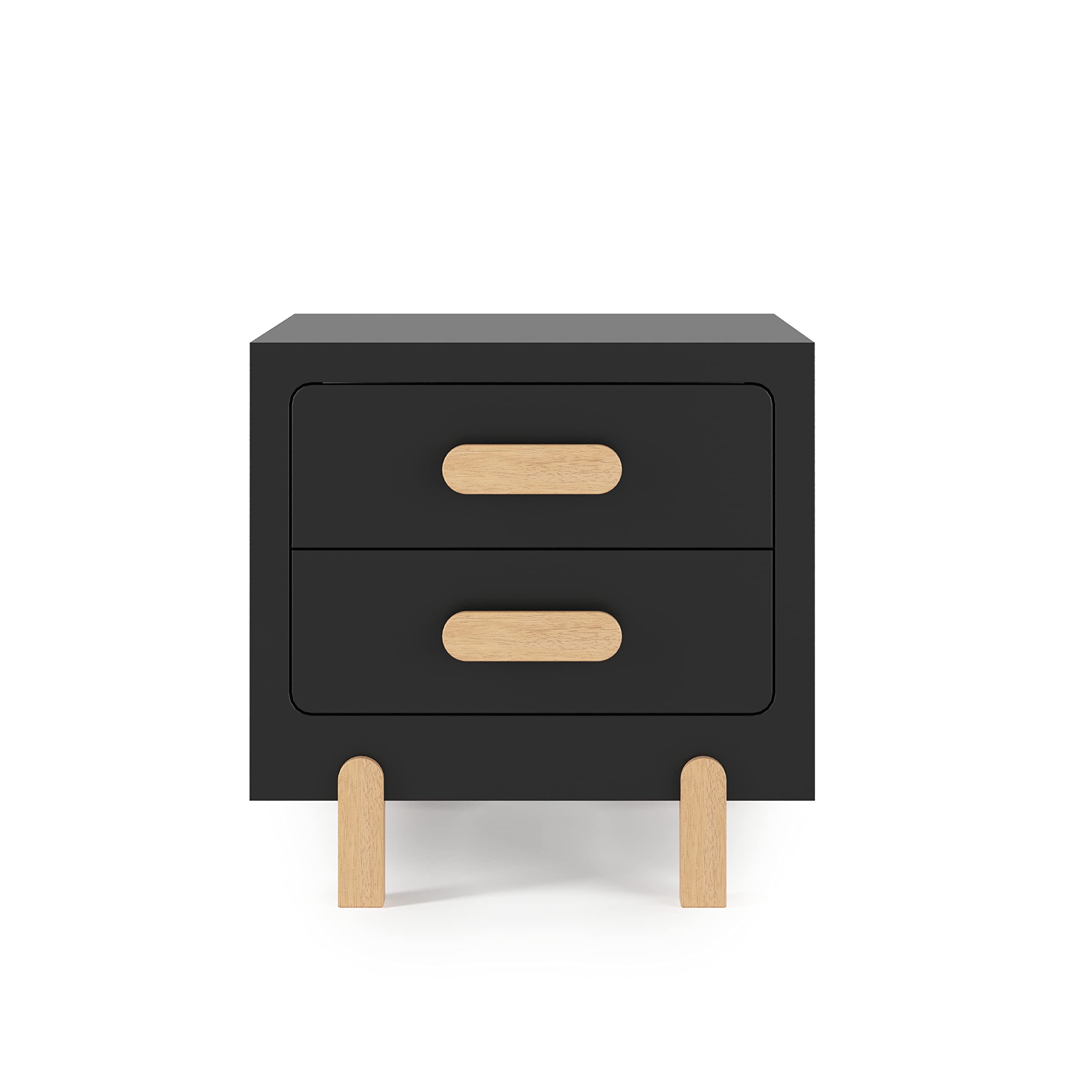 Child Craft Park Heights 2-Drawer Nightstand - Sturdy Pinewood Nursery & Bedroom Side Table with Large Storage | Made in USA | Fully Assembled (Caviar Black) | Perfect for Baby Rooms, Kids' Bedrooms & Guest Rooms