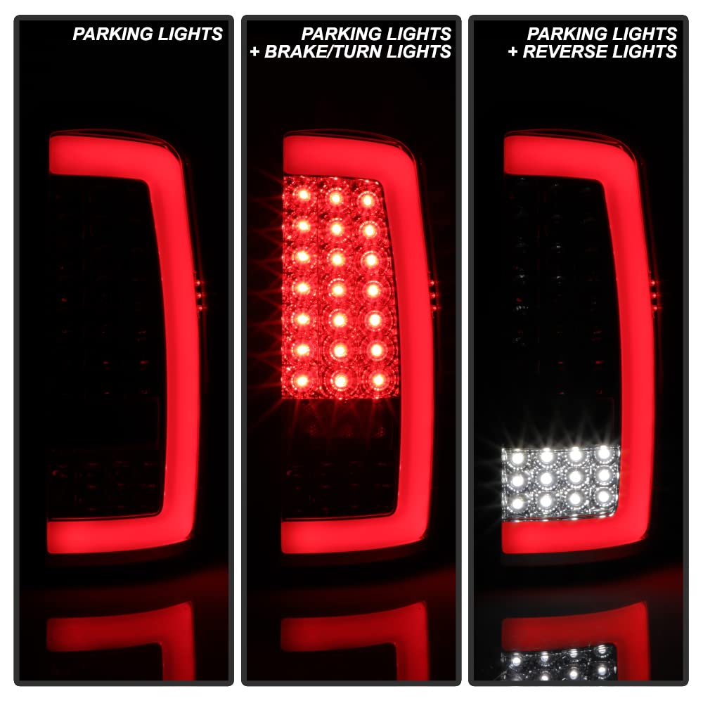 ACANII Chrome LED Tube Tail Lights Brake Lamps Pair for 2000-2006 Chevy Suburban Tahoe GMC Yukon - Left+Right Replacement - Enhance Night Visibility & Style for SUVs