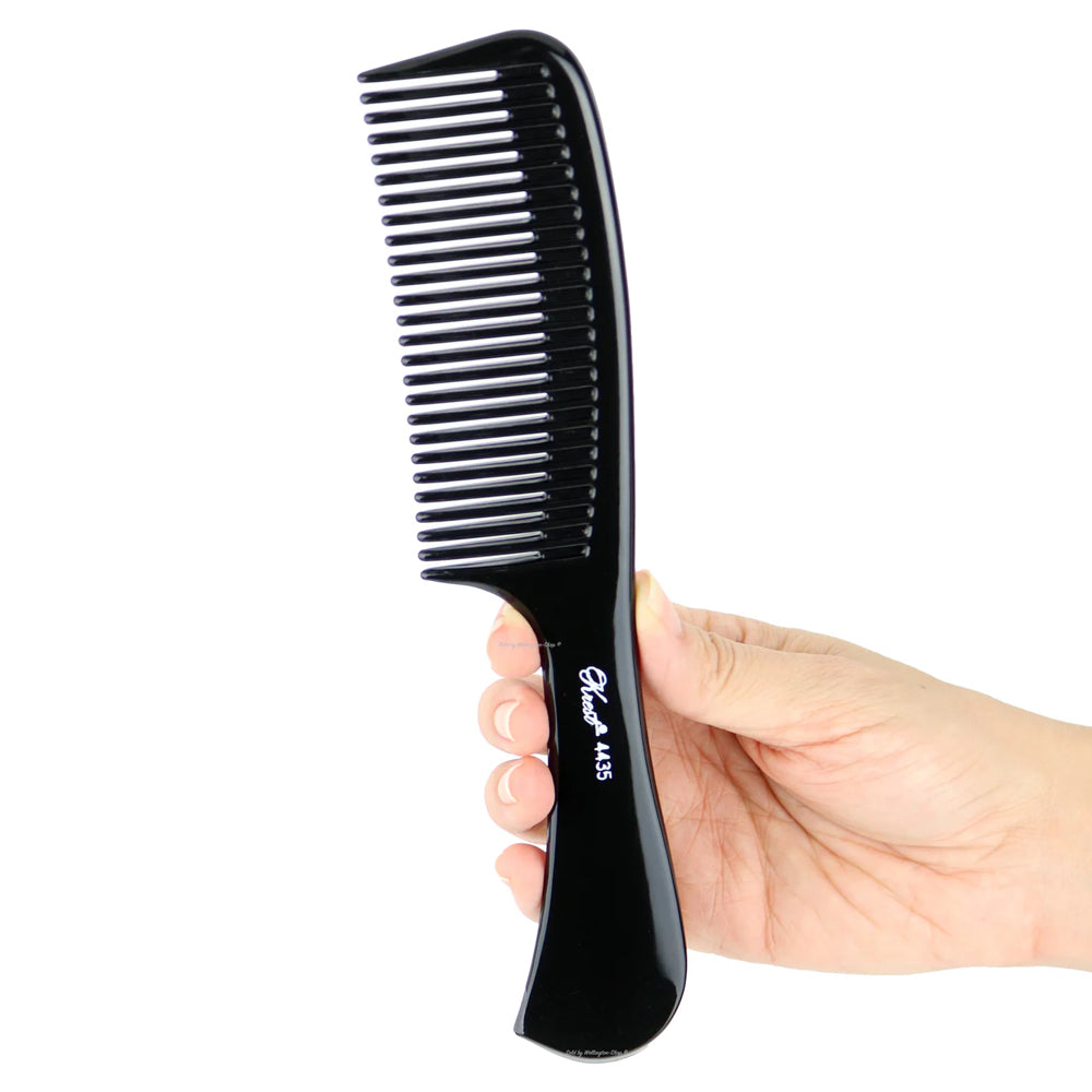 Krest Combs 4435 Professional Hair Styling Comb - 9 Inch Black Detangling Comb for Men & Women - Perfect for Salon, Home Use & Travel (1 Count)