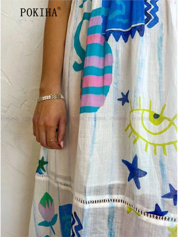 Elegant Strappy Slip Print Maxi Dress for Women - Fashionable Sweet Holiday Long Dress, Chic Sleeveless Beach Dress (Perfect for Vacations, Summer Outings & Beach Parties)