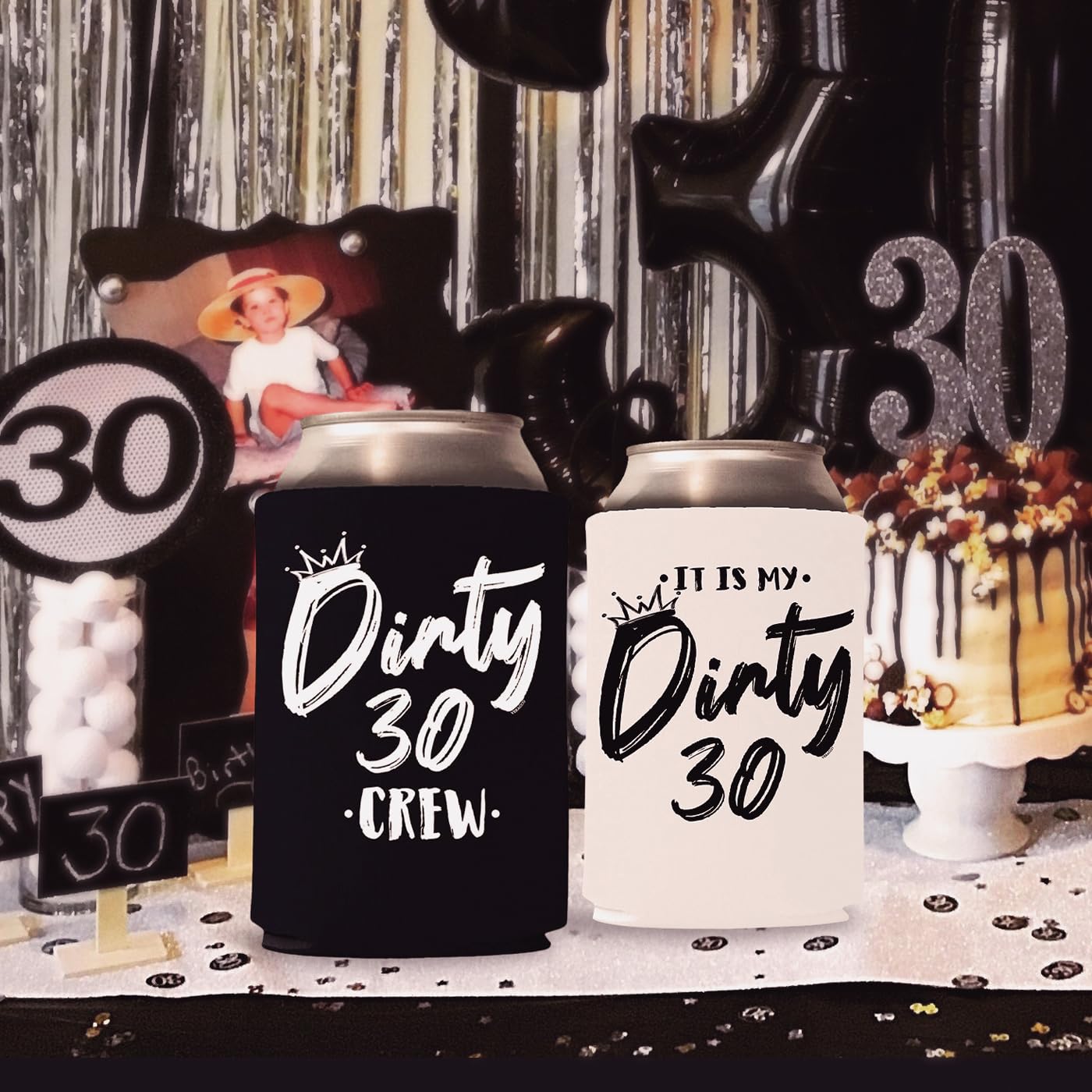 Dirty 30 Birthday Party Supplies - 30th Birthday Decorations, Koozie Holders & Crew Gifts for Women & Men | Perfect for 30th Birthday Celebrations, Bachelorette Parties & Themed Events
