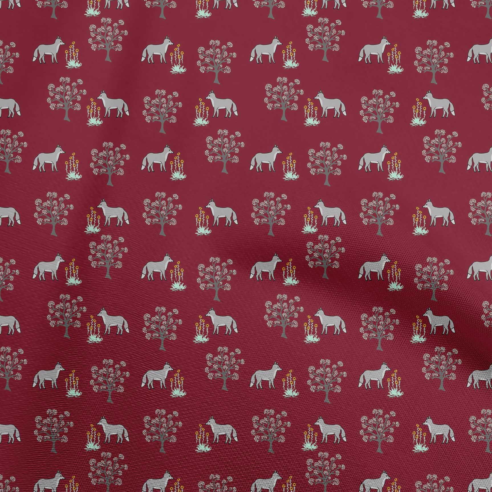 Premium Rayon Maroon Animal Print Fabric by The Yard - 56 Inch Wide for DIY Clothing, Dresses, Skirts & Home Decor Sewing Projects