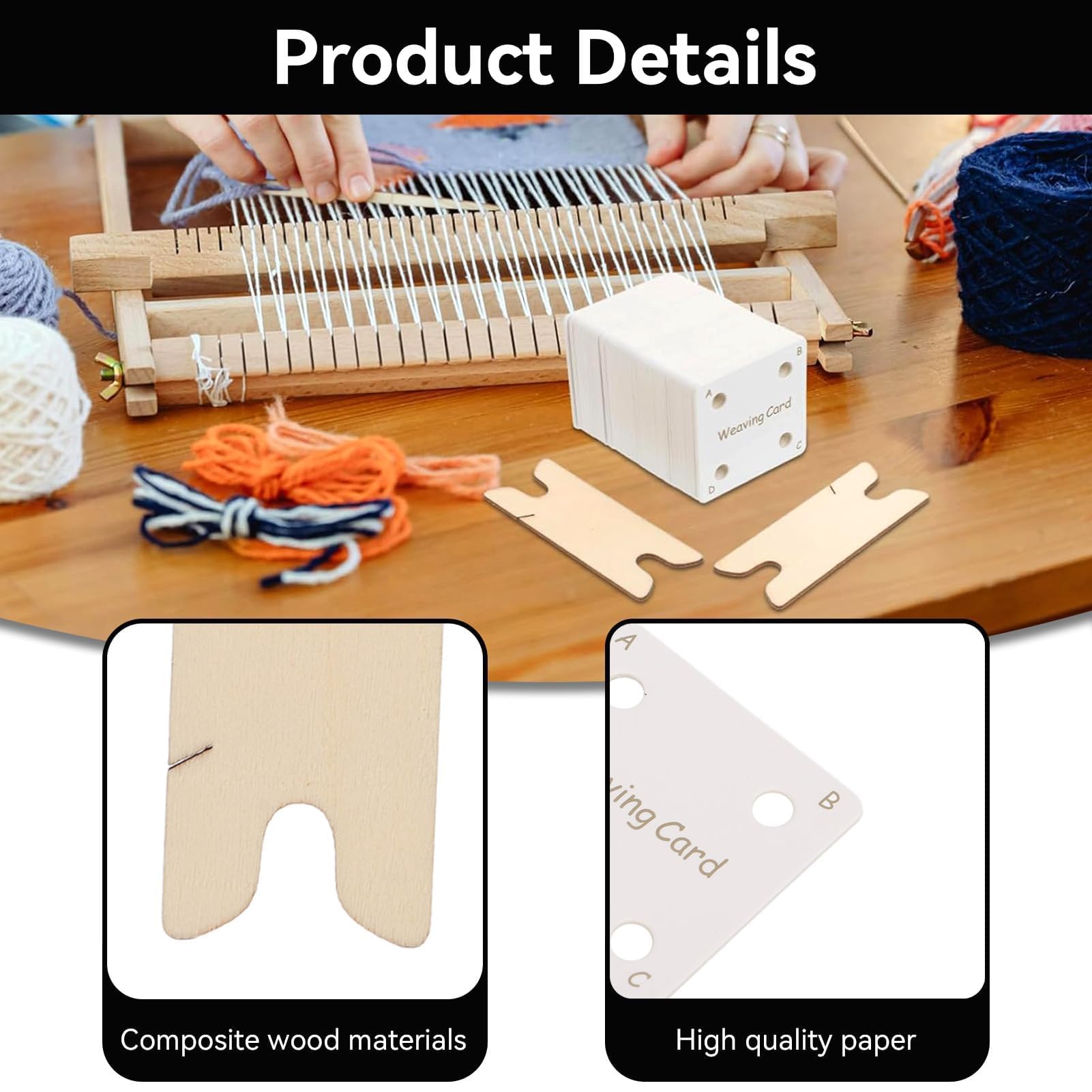 30pcs Wooden Tablet Weaving Cards with Shuttles - Premium Loom Weaving Supplies for Tablet Weaving, Rigid Heddle & Darning Looms - Perfect for DIY Craft Projects, Historical Reenactments & Fiber Art Creations