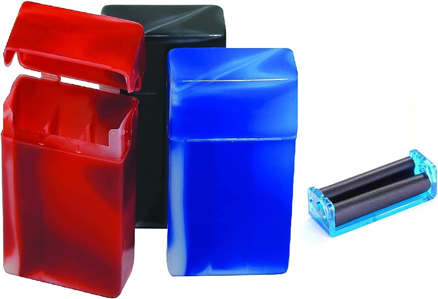 YukaBa King Size Cigarette Case with Compartment - 3 Pack Assorted Colors | Portable Metal Cigarette Holder Box for Travel, Outdoor & Daily Storage