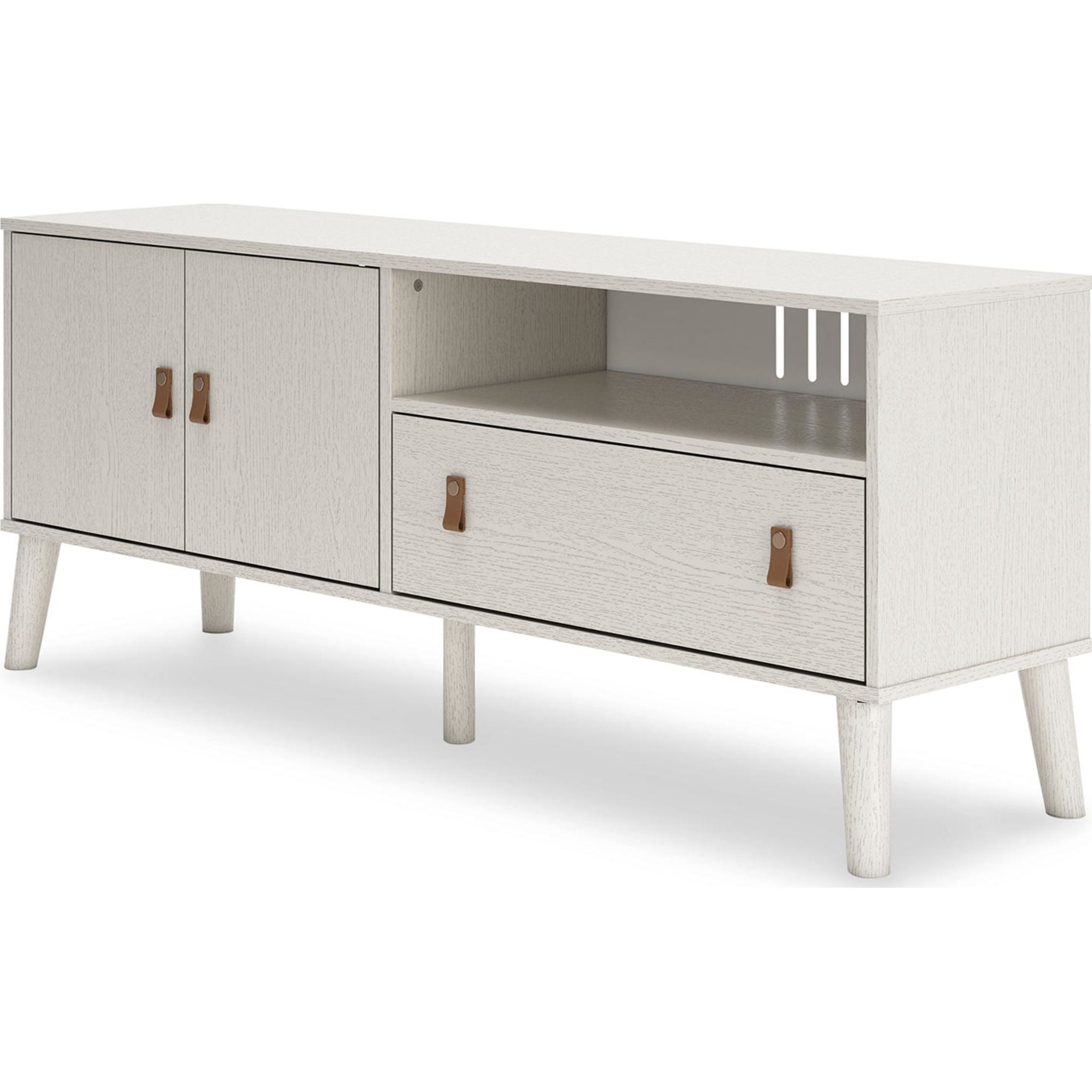 Aprilyn Modern TV Stand for Living Room - White, Sturdy Wooden Entertainment Center with Storage Shelves for Flat Screen TVs up to 65