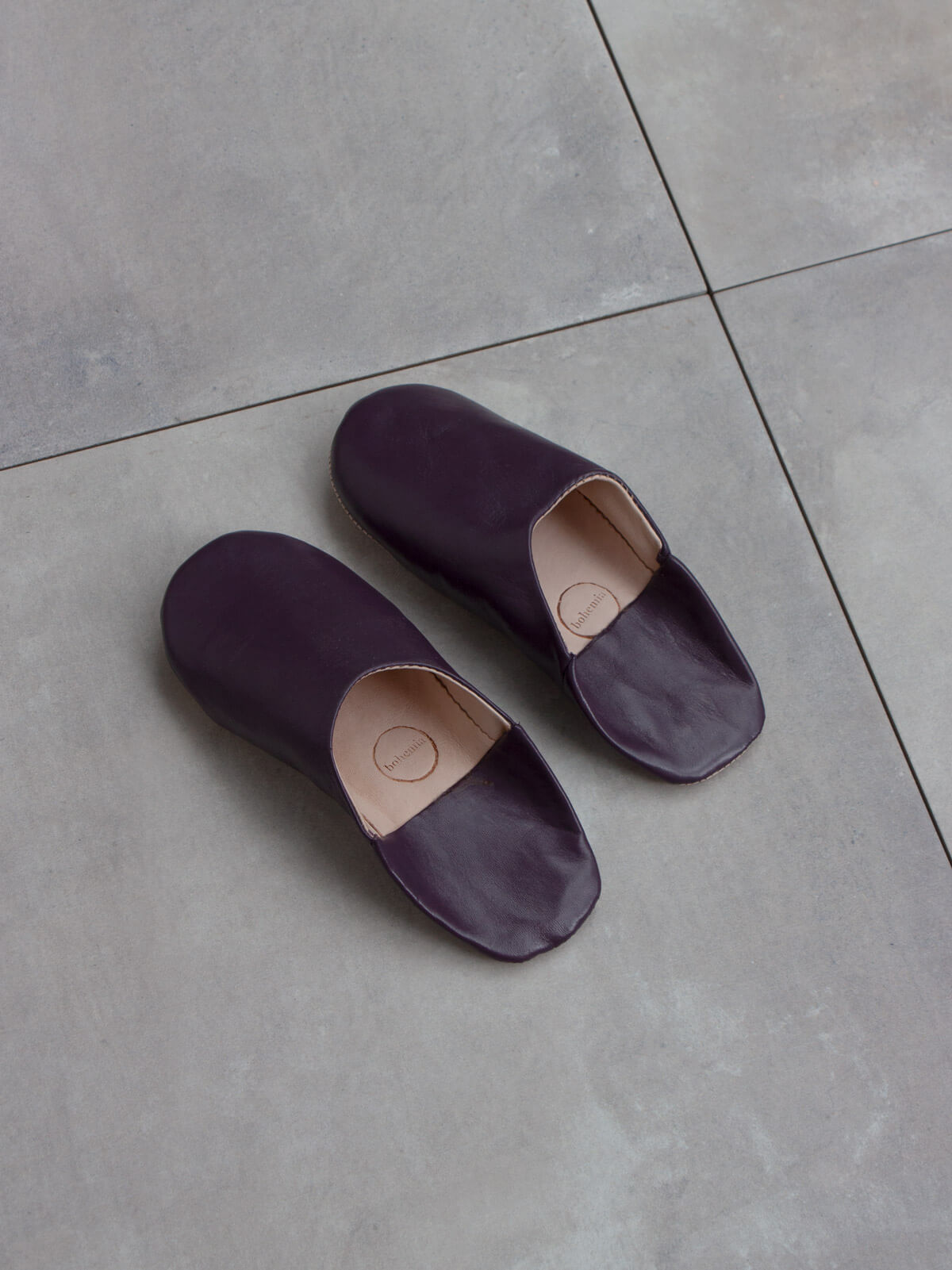 Moroccan Babouche Slippers for Women - Comfortable Plum Leather House Shoes | Perfect for Home, Lounge & Boho Fashion