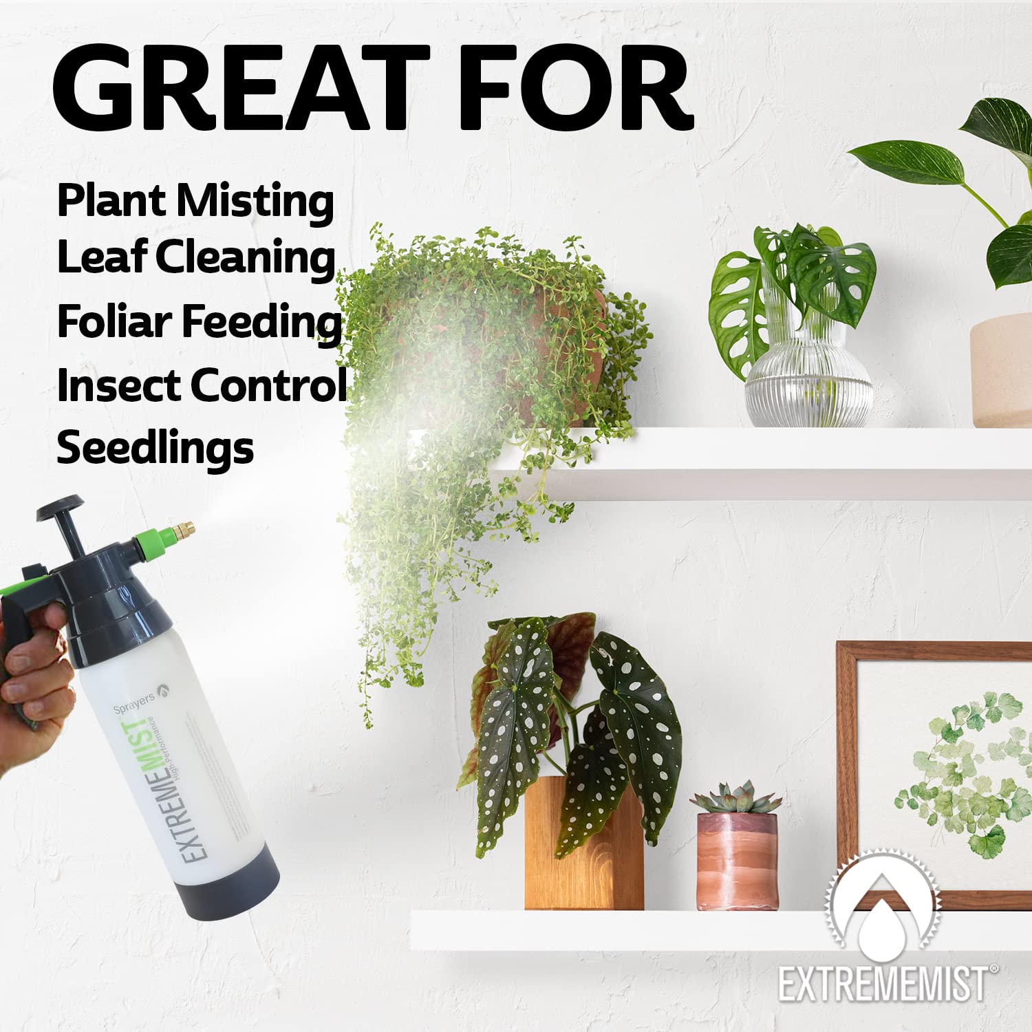 ExtremeMIST High-Performance Garden Sprayer - Adjustable Brass Nozzle Plant Mister for Indoor & Outdoor Plants - 20oz Horticultural Hand Pump Spray Bottle - Perfect for Gardening, Greenhouses, and Home Plant Care