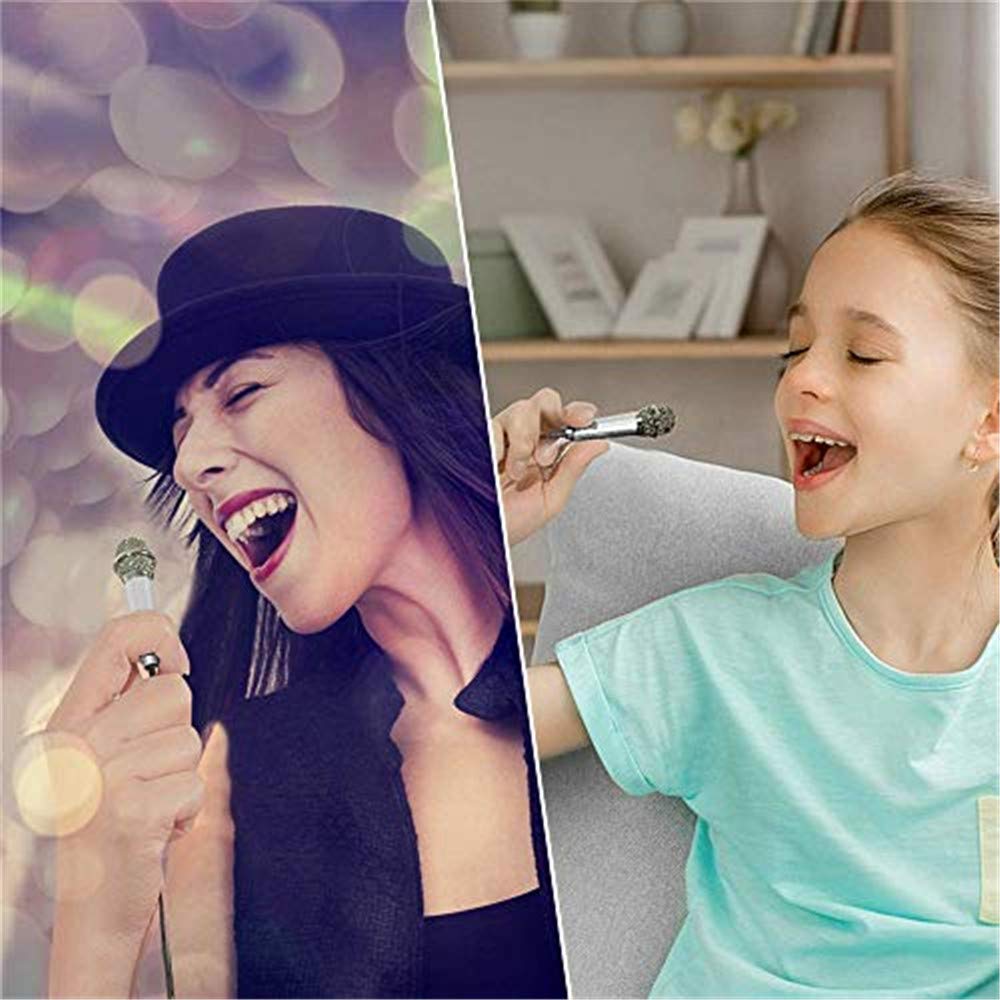 Mini Portable Vocal Microphone for Smartphones, Computers & Tablets - Professional Recording, Chatting & Karaoke Singing (Silver) | Perfect for Live Streaming, Podcasting & Home Studio Use