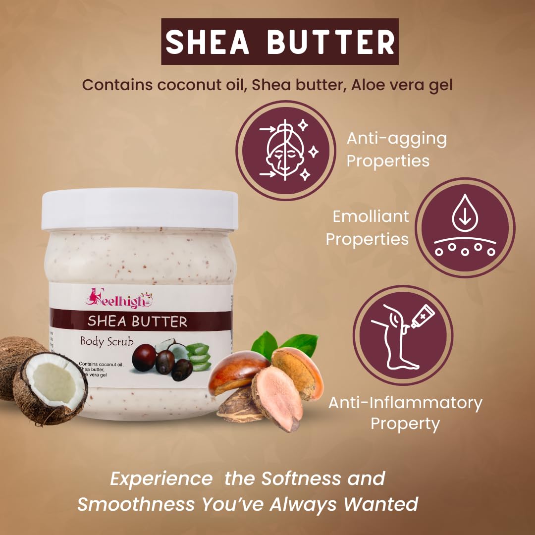 Feelhigh Combo Tan Removal Scrub 500ml - Enriched with Milk, Honey, Shea Butter, Coconut Milk & Aloe Vera Extract | Exfoliating Body Scrub for Men & Women | Perfect for Post-Sun Care & Smooth Skin Routine