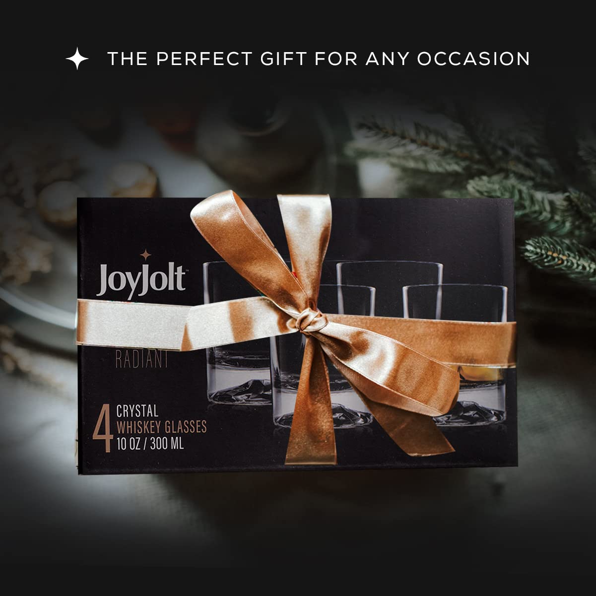 JoyJolt 10oz Whiskey Glasses Set of 4 - Crystal Old Fashioned Scotch Rocks Glasses for Bourbon, Liquor & Cocktails | Perfect for Home Bar, Gifts & Entertaining