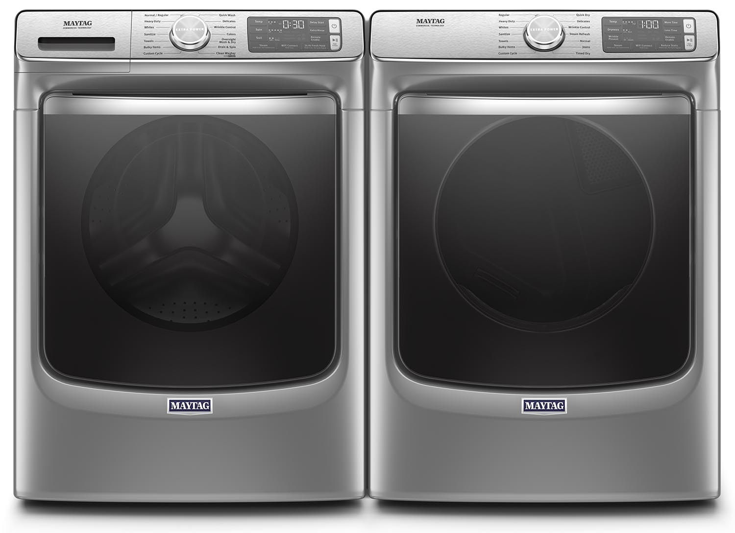 Maytag Metallic Slate 5.8 cu. ft. Front Load Washer & 7.3 cu. ft. Electric Dryer Set (MHW8630HC/YMED8630HC) - Perfect for Large Families & Laundry Rooms