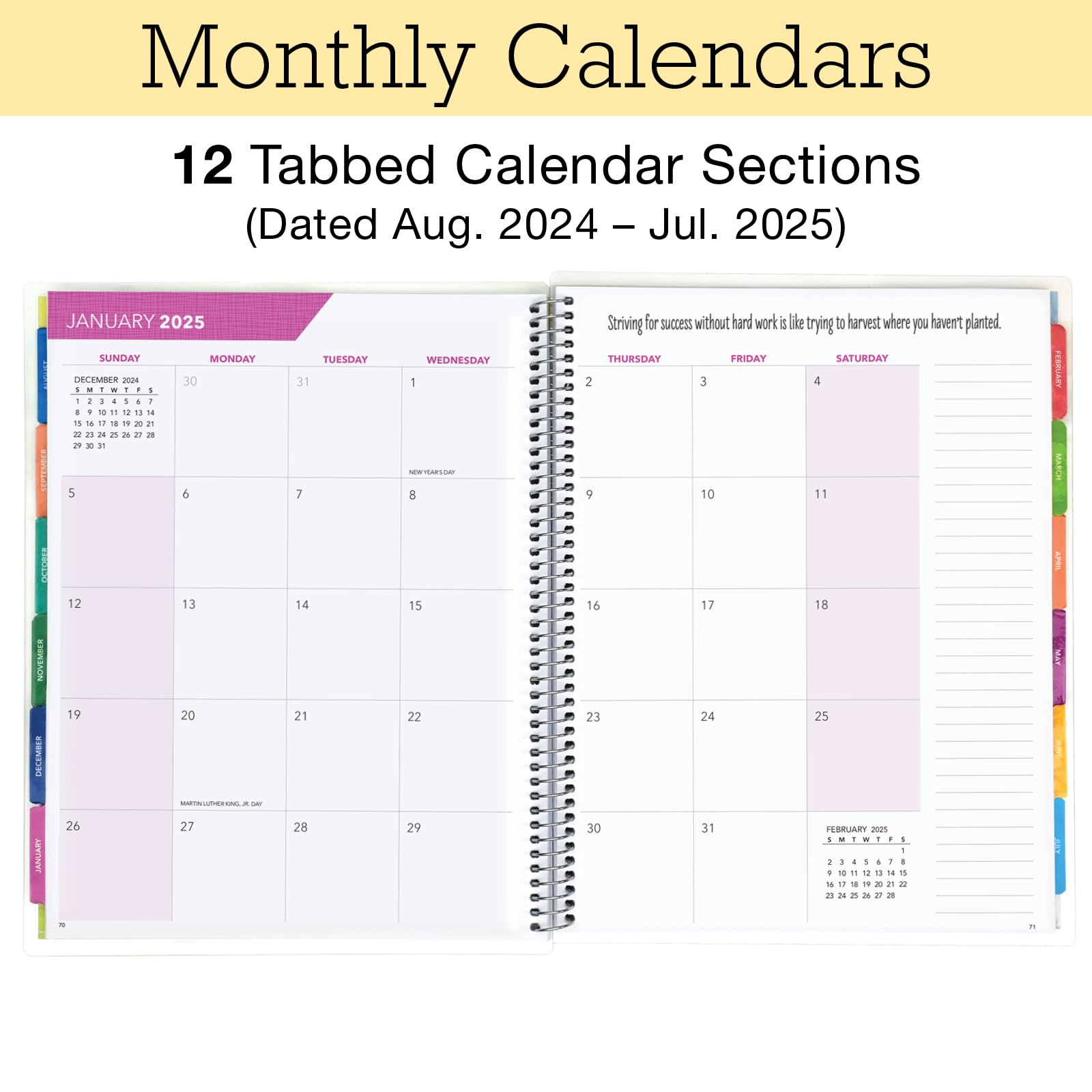 2024-2025 Lite Teacher Lesson Planner - 8.5x11 Academic Planner with Daily/Weekly/Monthly Organizers, 7 Periods, Dated Calendar, Page Tabs & Stickers (Watercolor Stripes) - Perfect for Classroom Planning, Homeschool Organization & Teacher Gifts