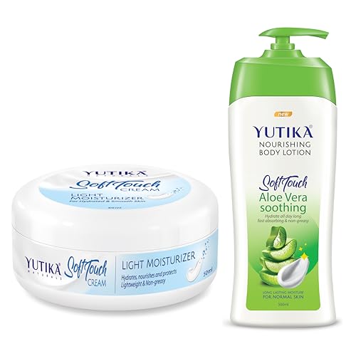 Yutika Aloe Vera Body Lotion 500ml with Moisturizing Cream 50ml - Hydrating & Nourishing Lotion for Dry Skin on Face, Hands & Body - Non-Greasy Formula for Instant Hydration - Perfect for Winter Care & Daily Moisturizing Routine
