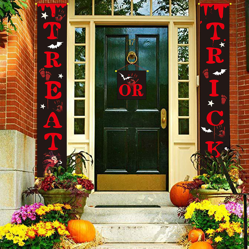 Spooky Halloween Outdoor Decoration Banner & Couplets Set - Perfect for Front Yard, Porch, and Party Decor