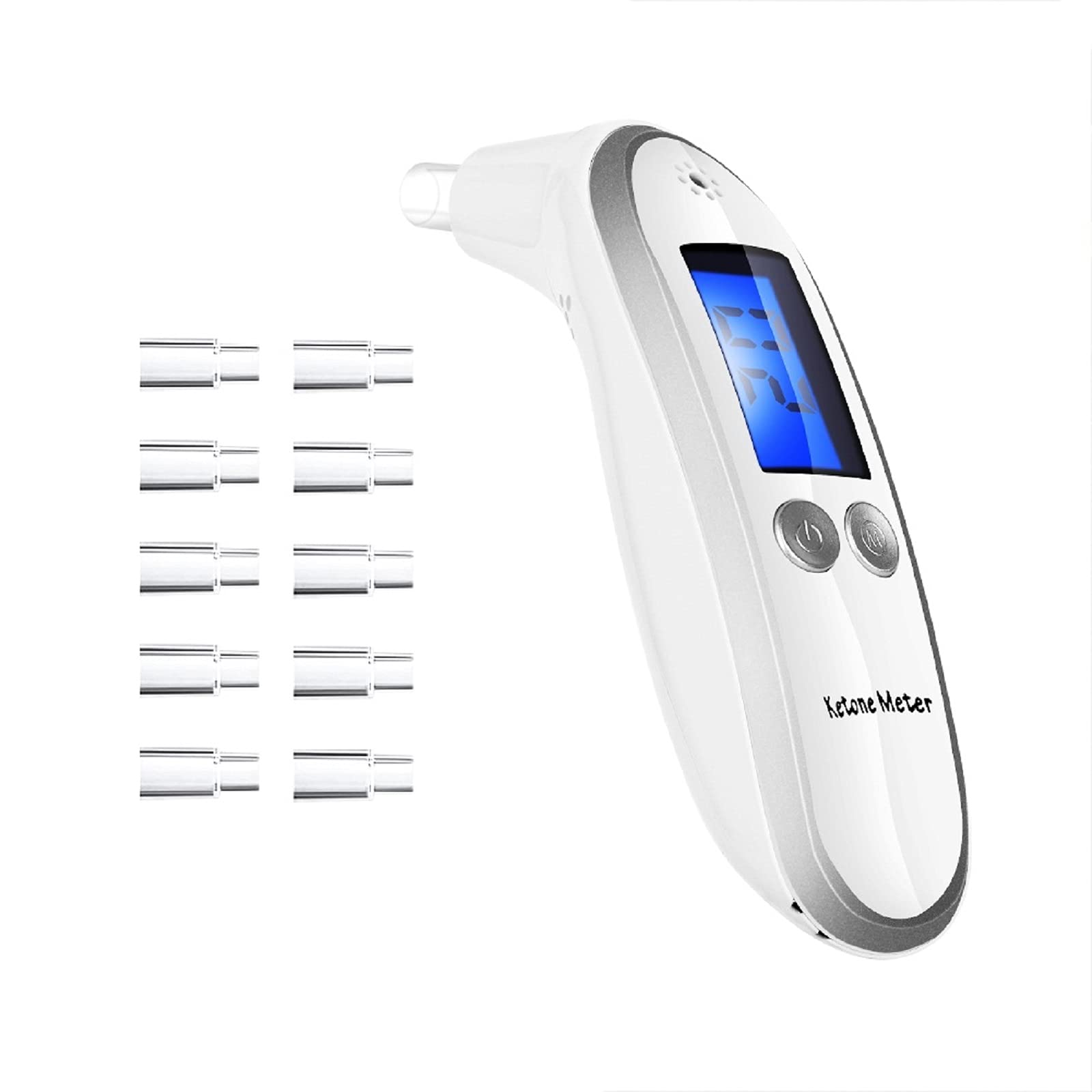 Ketosis Breath Tester & Ketone Meter Breathalyzer - Accurate Keto Diet Monitoring Device with 10 Disposable Mouthpieces - Track Ketone Levels for Weight Loss & Low-Carb Lifestyle (Home & Gym Use)