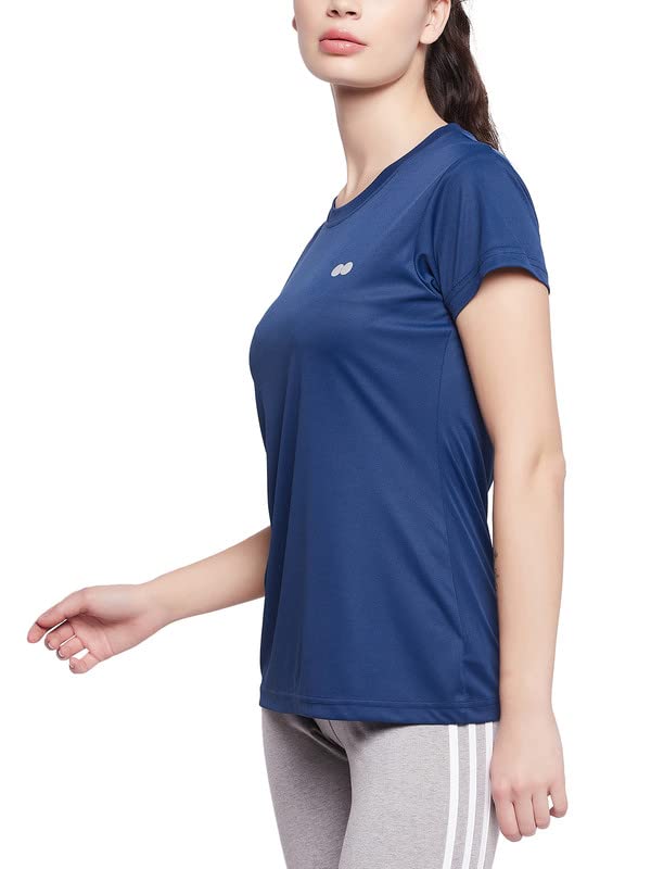 Clovia Women's Regular Fit Active T-Shirt - Breathable Workout Top for Yoga, Gym & Running | Comfortable Cotton Blend Tee for Sports & Casual Wear