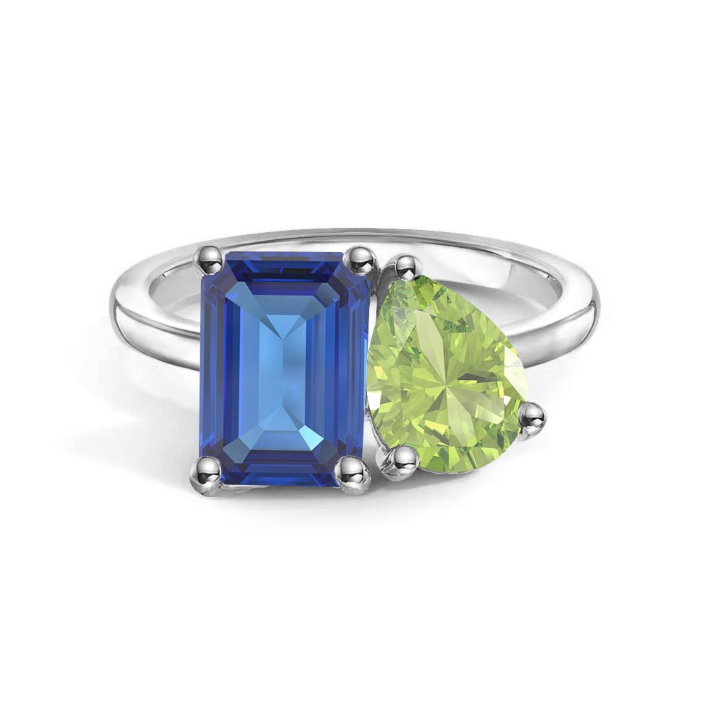 Toi et Moi Personalized Sapphire Birthstone Ring | Custom Anniversary Jewelry Gift for Her | Perfect for Weddings, Engagements & Romantic Occasions