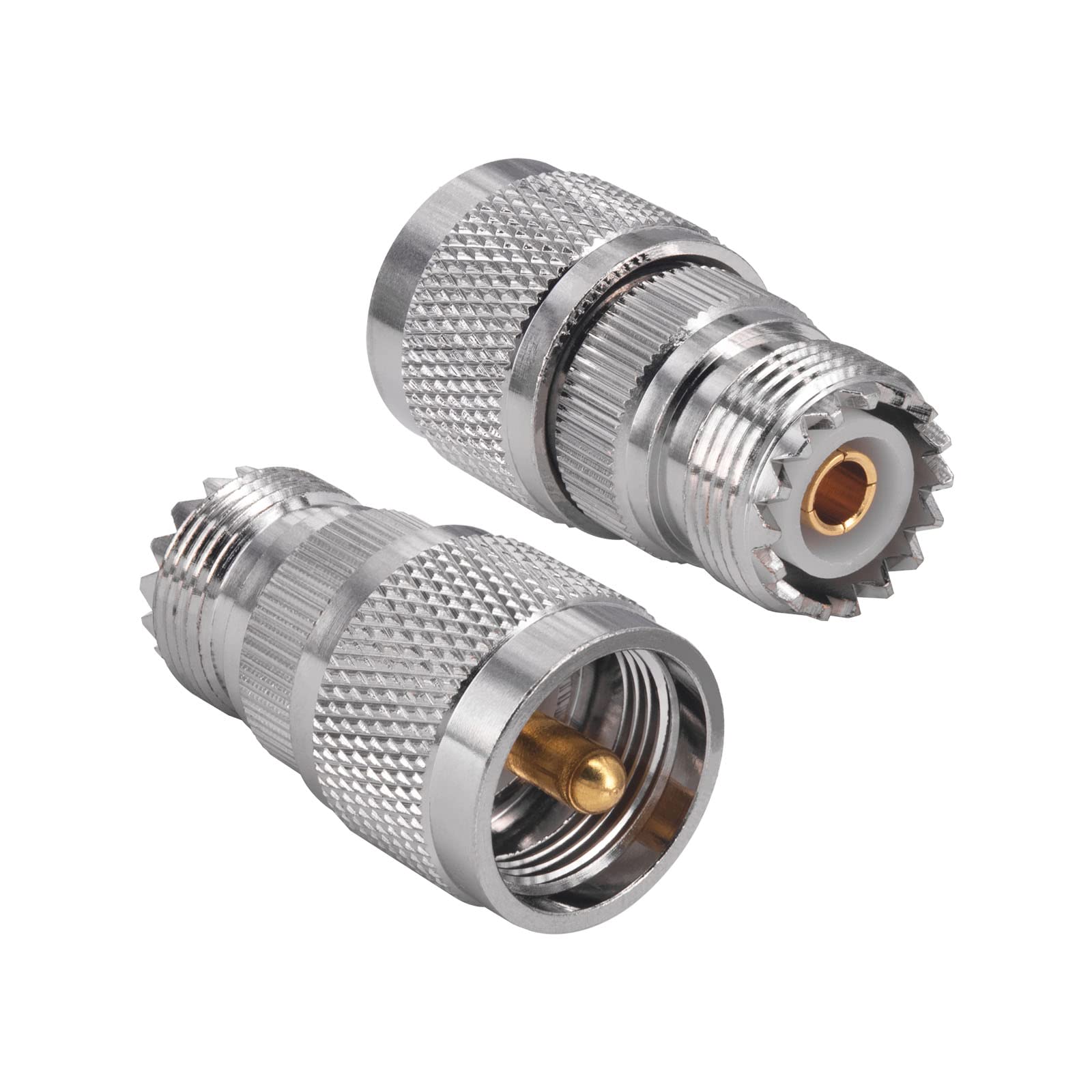 Boobrie UHF Male to Female Coax Connector PL259 to SO239 CB Radio Adapter - RF Coaxial Cable Connectors for Ham Radio, Two Way Radio, Amateur & Marine VHF Radio - Pack of 2 - Perfect for Antenna Installations & Radio Communication Setups