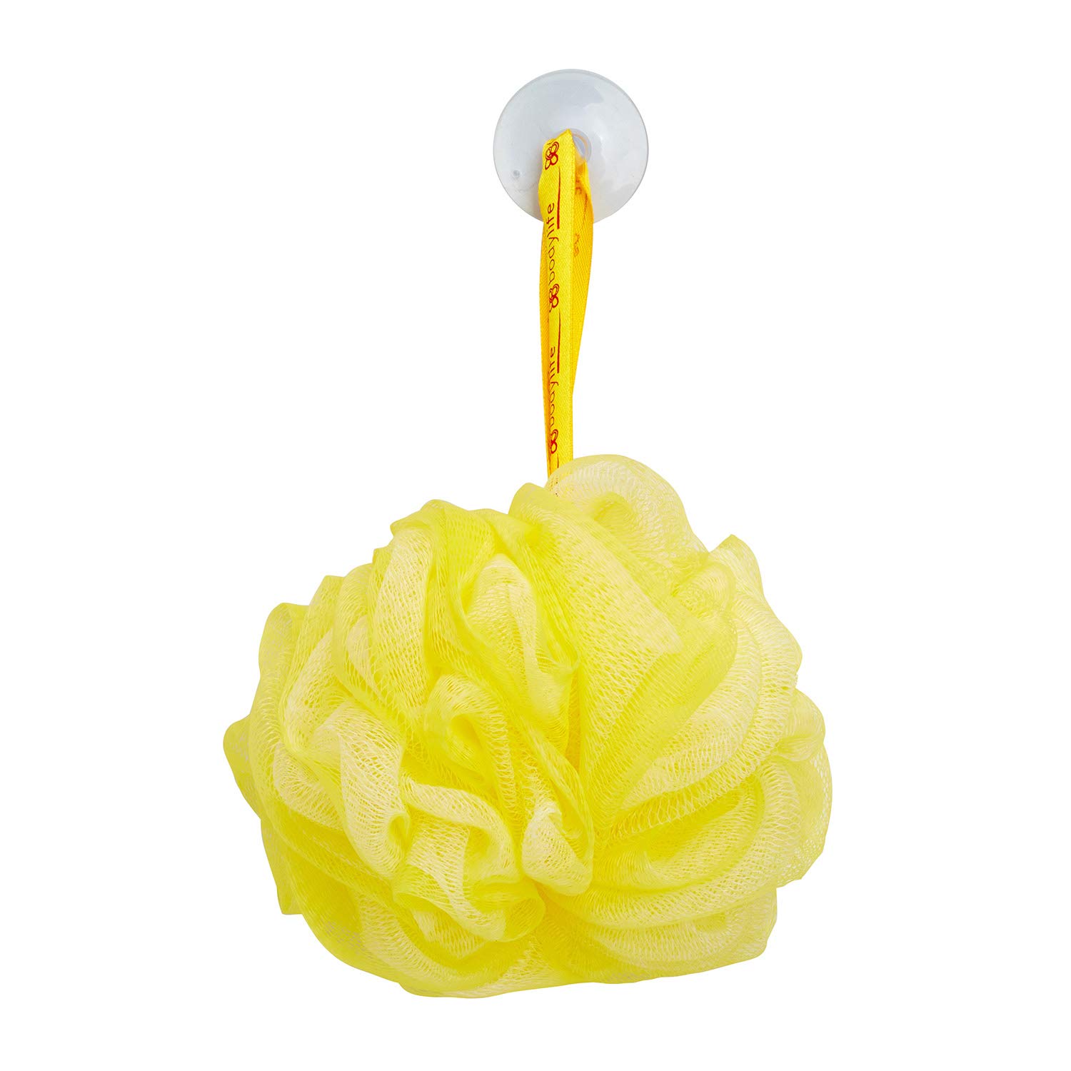 Bodylife Exfoliating Bath & Shower Body Pouf - Dual-Sided Body Buffer & Scrubber for Smooth Skin (Yellow & White, 55g) | Perfect for Daily Exfoliation & Luxurious Spa Experience at Home