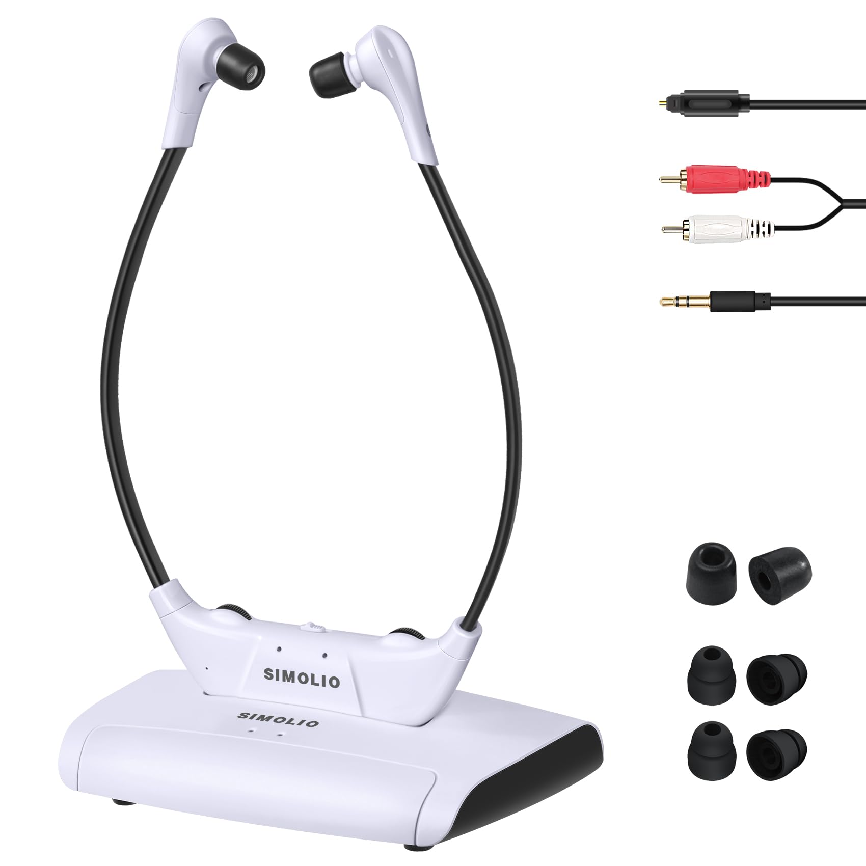 SIMOLIO Wireless TV Headphones for Seniors - 100FT Range with Clear Dialogue, Balance Control & Enhanced Voice - No Audio Delay - Includes Transmitter/Charging Dock - Perfect Gift for Elderly - Ideal for Watching TV, Movies & Hearing Impaired Users