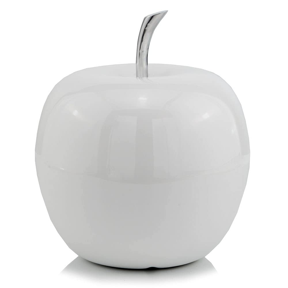 White Jumbo Apple-Shaped Aluminum Home Decor Accent Piece - Perfect for Farmhouse Kitchens, Fall Centerpieces & Rustic Wall Decor