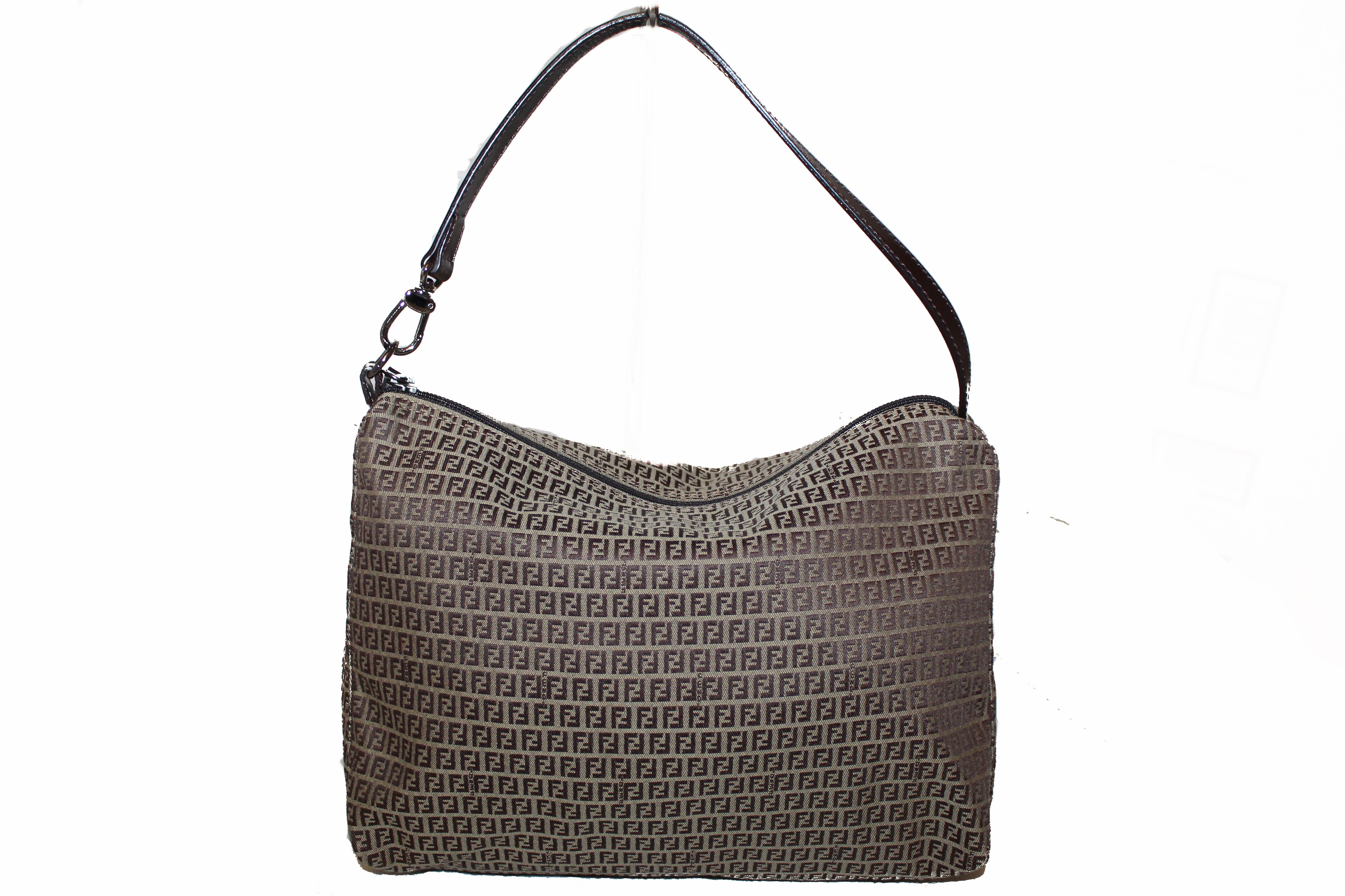 Authentic Fendi Vintage Mini Zucca Shoulder Bag | Luxury Leather Crossbody Purse for Women | Perfect for Date Night, Parties & Everyday Use