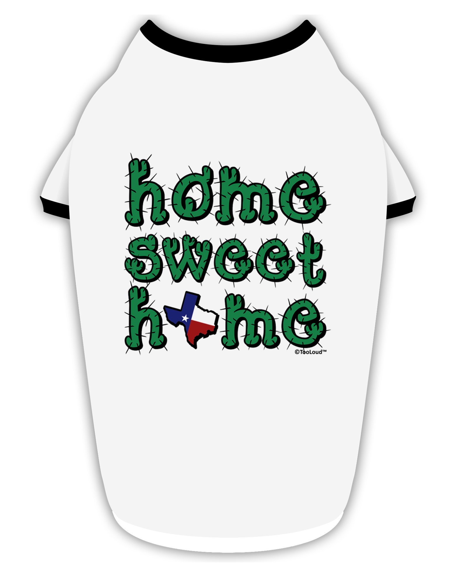 TOOLOUD Texas Cactus & State Flag Cotton Dog Shirt - White with Black - XL Size for Pets - Perfect for Texas Pride, Outdoor Adventures & Pet Photo Shoots