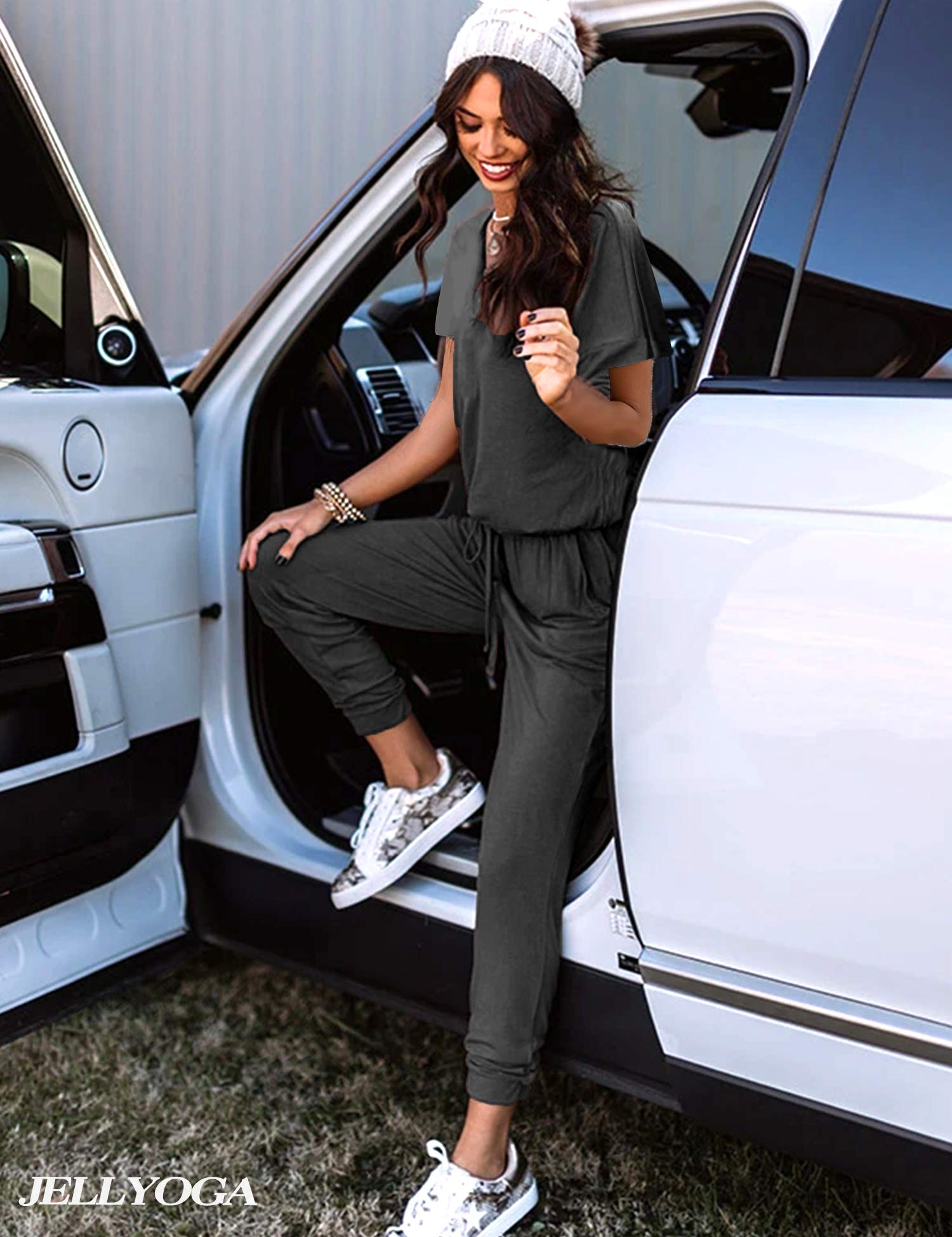 Women's 2-Piece Lounge Set - Short Sleeve & Pants for Home & Travel