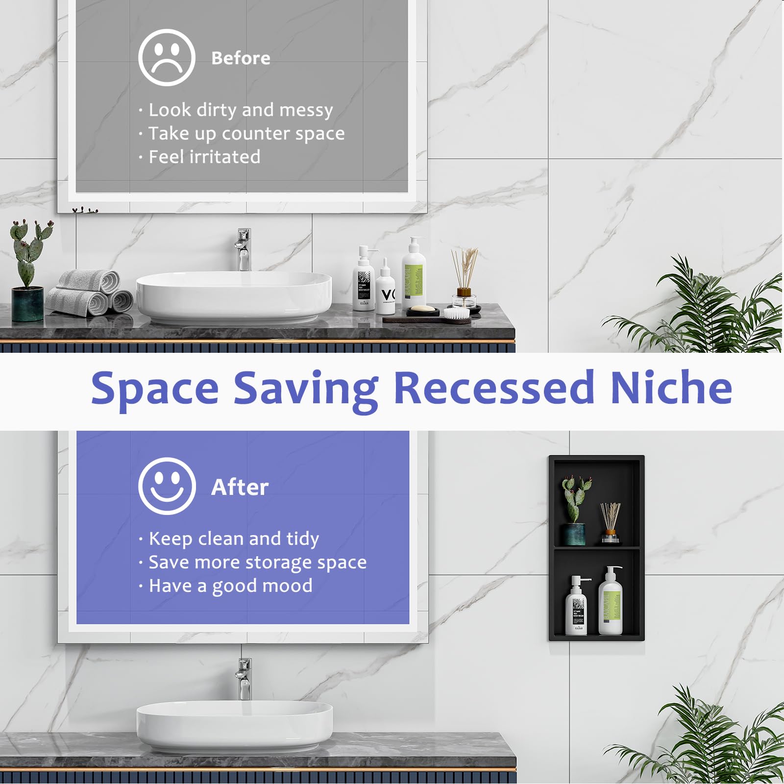 Stainless Steel Recessed Shower Niche Insert - 12