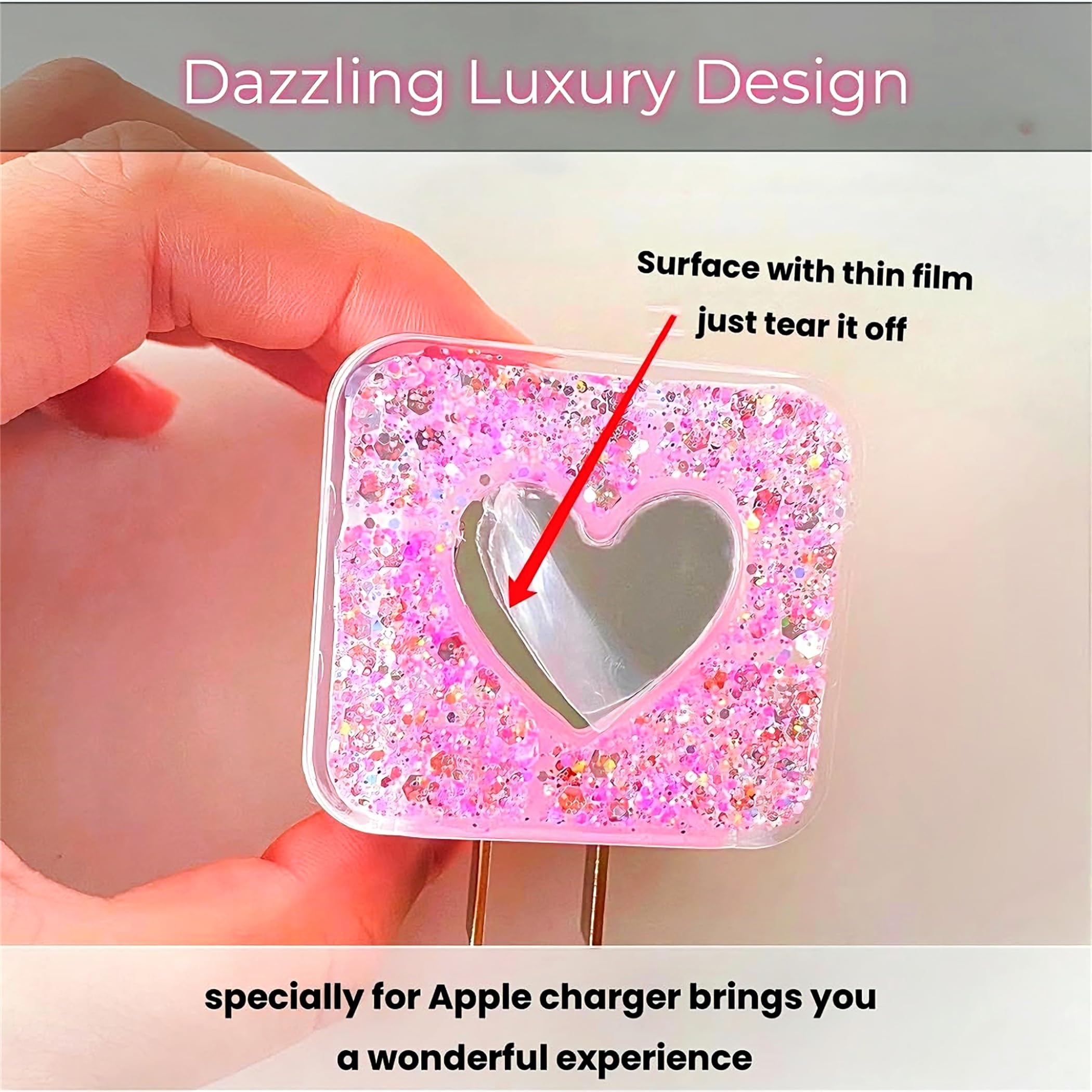 Premium iPhone 18W/20W Charger Cable Protector - Cute Heart Mirror Design, Soft Cord Saver for Women & Girls (Pink) | Perfect for Home, Office & Travel Accessories